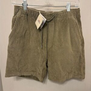 NWT Faherty Shorts Mens S Olive Green Italian Knit Cord Corduroy Drawstring 6”